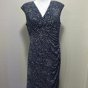 American Living midi dress with side scrunching, black multi, size 16